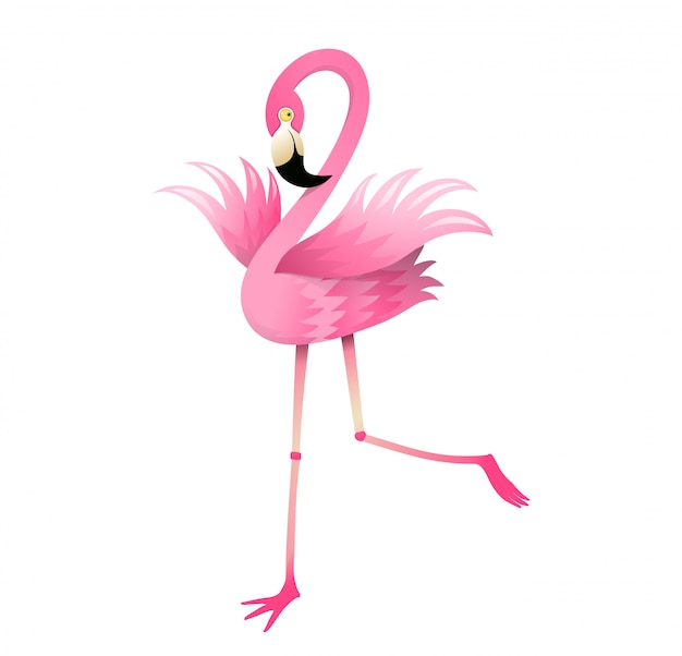 Розовый фламинго и красочный мультфильм для детей