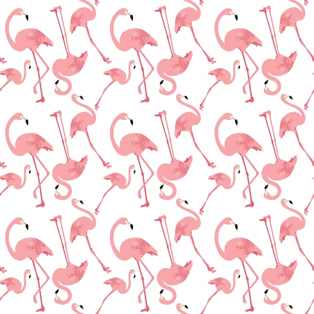 Flamingo bird summer seamless pattern