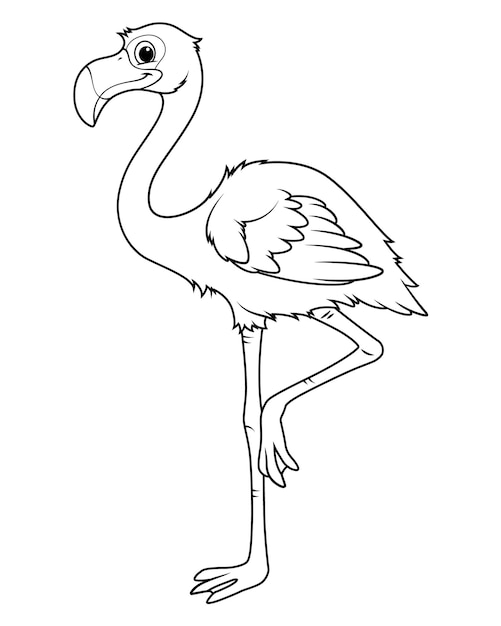 Flamingo Cartoon Dier Illustratie BW