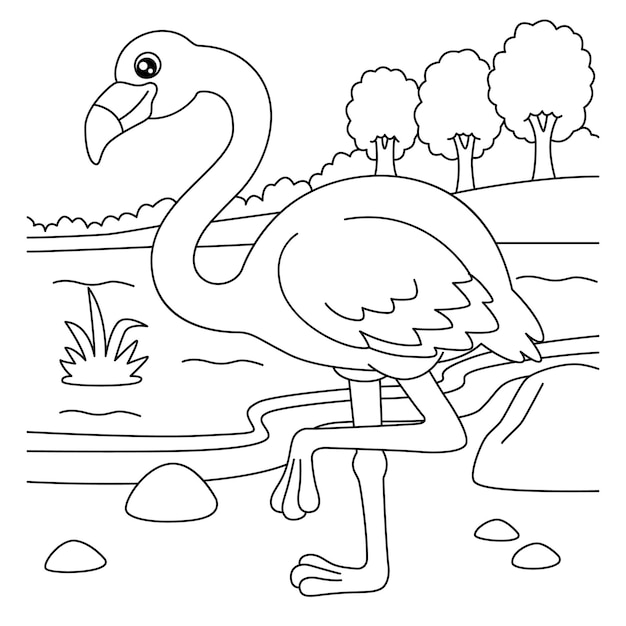 Flamingo coloring page for kids