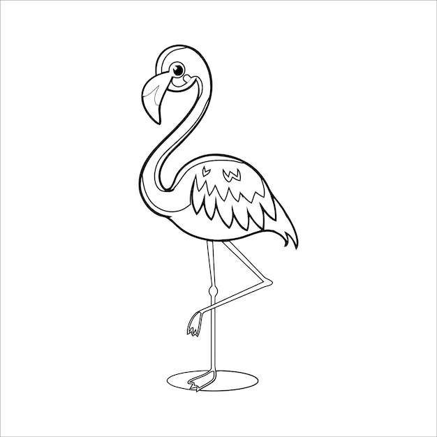 Vector flamingo coloring page for kids