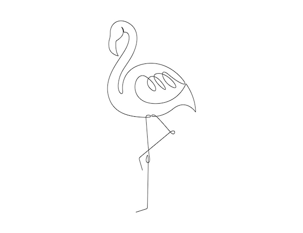 Flamingo continue één lijn tekening geïsoleerd op witte achtergrond vector illustratie