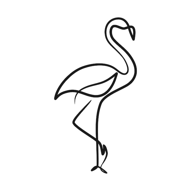 Flamingo continuous one line art drawing