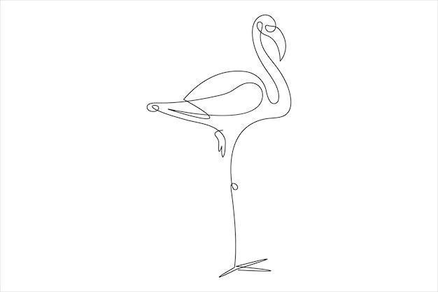 Flamingo continuous one line drawing of bird flamingo simple contour drawing for modern minimalism