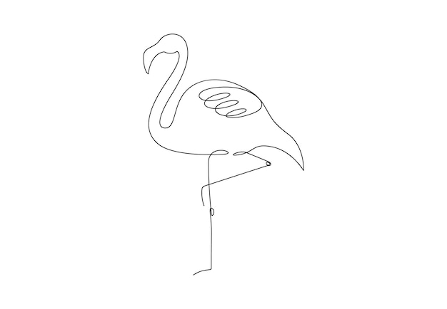 Vector flamingo continuous one line drawing isolated on white background vector illustration