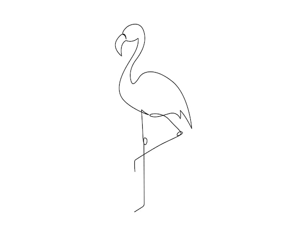 Flamingo continuous one line drawing isolated on white background vector illustration