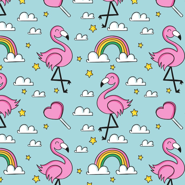 Flamingo en regenbogen patroon