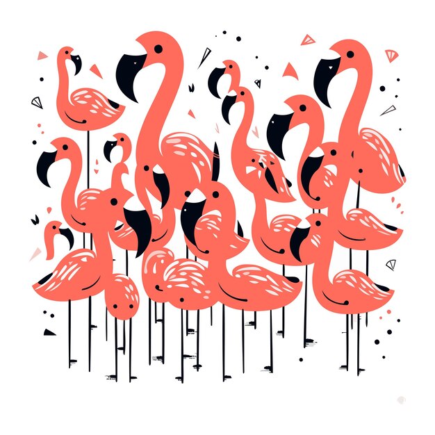 Flamingo illustrazione vettoriale disegnata a mano in stile doodle