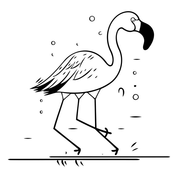 Flamingo illustrazione vettoriale disegnata a mano in stile doodle