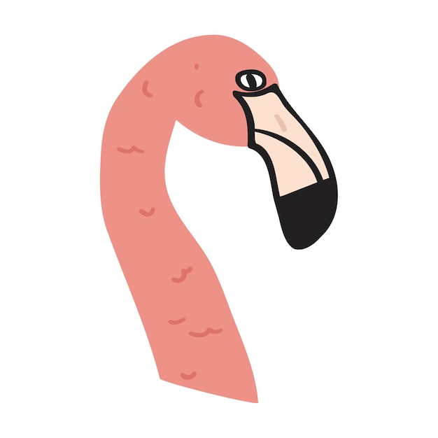 Голова фламинго. Плоская векторная ручная иллюстрация.