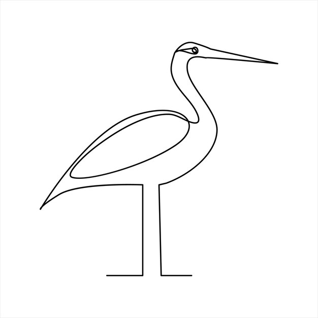 Vector flamingo and heron bird continuous one line art outline simple vector drawing and illustration