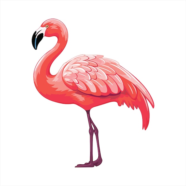 Flamingo leuke grappige Cartoon Kawaii Clipart kleurrijke aquarel dier huisdier Sticker illustratie