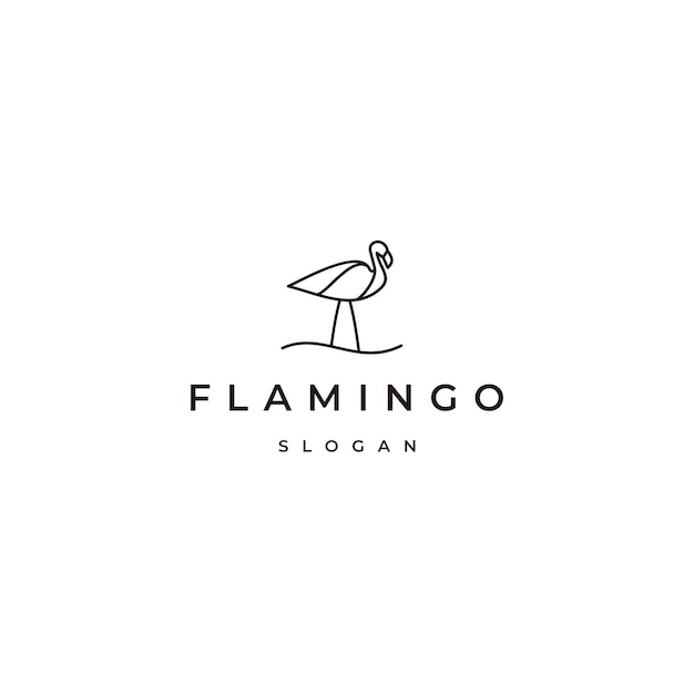 Flamingo line art logo design template