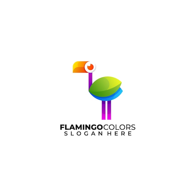 Flamingo logo kleurovergang kleurrijke ontwerpsjabloon