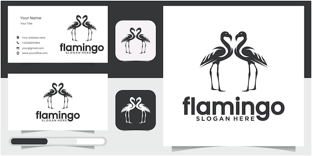 Flamingo-logo met lijnstijl Mooie flamingo dierlijke kunst logo ontwerp illustratie voor het bedrijfsleven