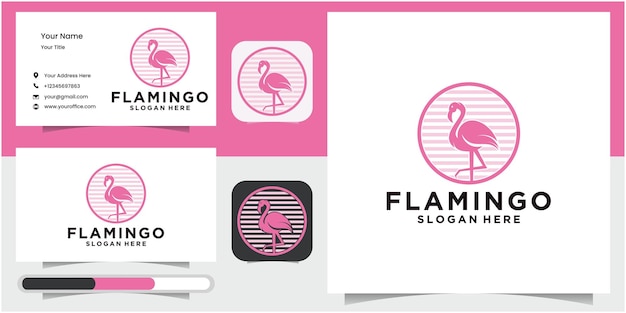 Flamingo logo with line style beautiful flamingo animal art logo design illustration for business