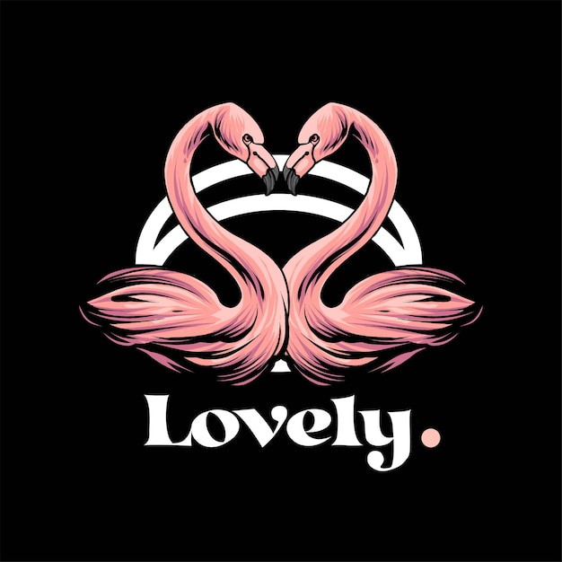 Flamingo love illustration premium vector