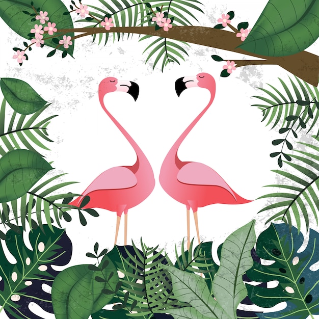 Flamingo lover in pink tropical jungle