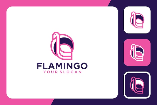 flamingo met lijntekeningen logo-ontwerpinspiratie