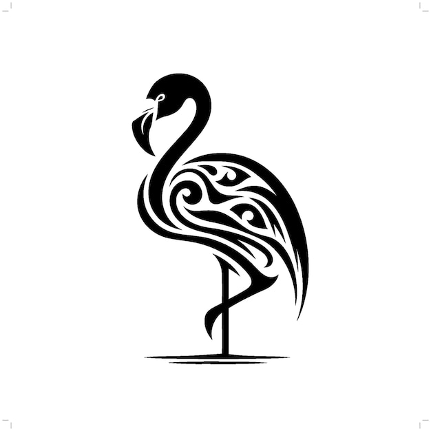 flamingo in modern tribal tattoo abstract line art of animals minimalist contour Vector