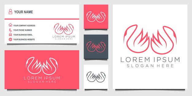 flamingo  Motivational quotes business card Hand painted brush lettering with flamingo logo vector