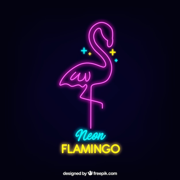 Vector flamingo-neon met roze licht