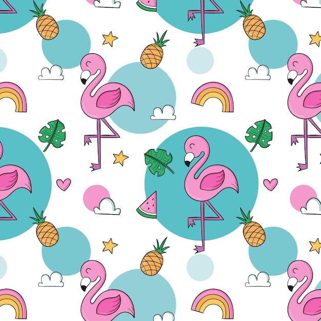 Vector flamingo pattern collection concept