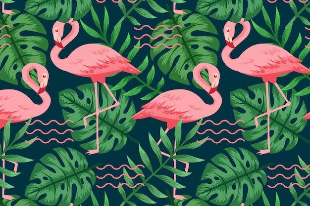 Vector flamingo pattern collection concept