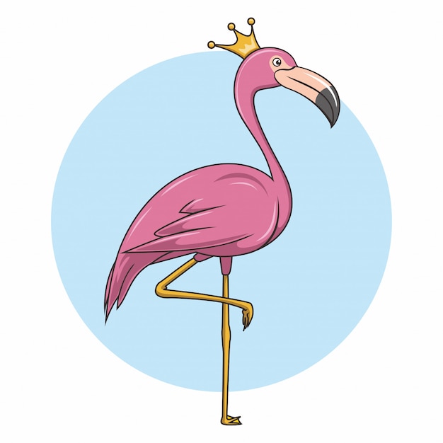 Flamingo pink cartoon tropische kleine prinses met kroon