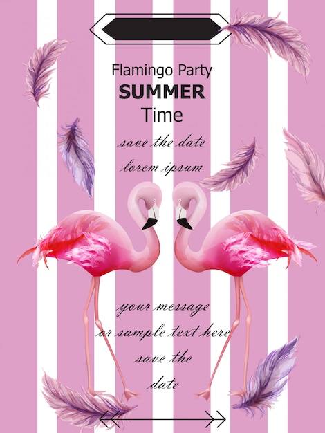 Flamingo's partij zomer kaart