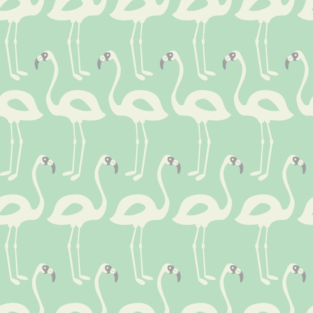 Flamingo seamless pattern on mint background