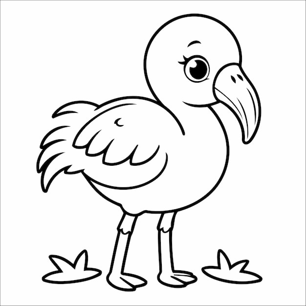 Vector flamingo simple coloring page for toddlers