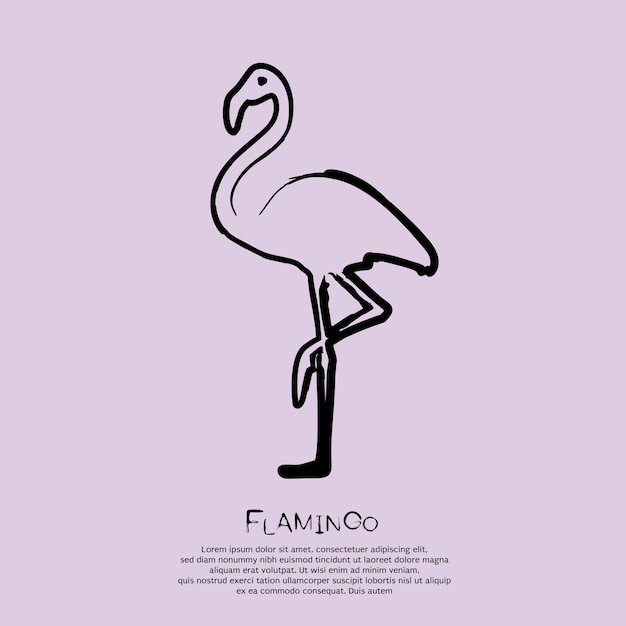 Flamingo semplice disegnato a mano. illustrazione vettoriale