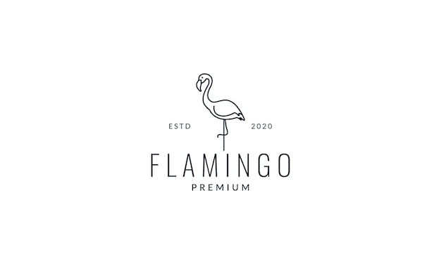 Flamingo stand  line modern logo vector illustration design