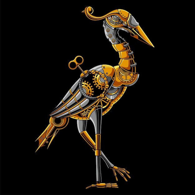 Flamingo Steampunk Illustration