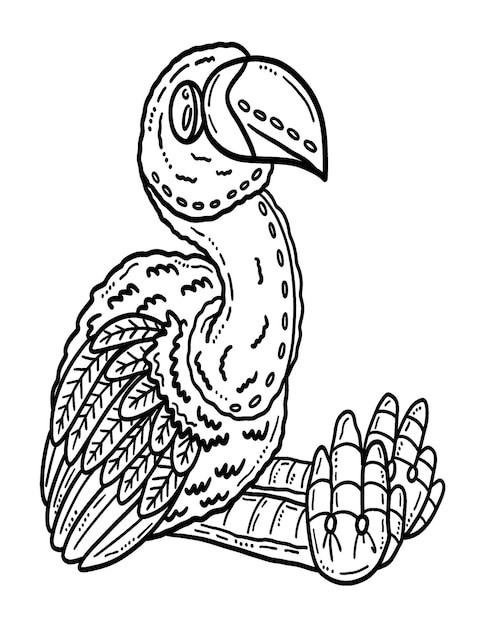 Vector flamingo toy isolated coloring page for adult