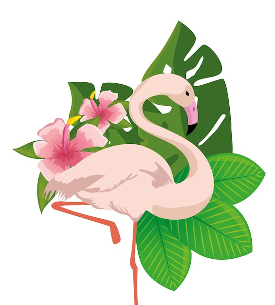 Flamingo tropical bird icon