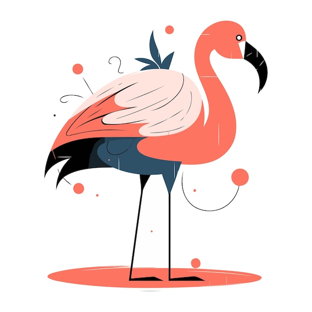 Flamingo vector illustratie met de hand getekende doodle stijl