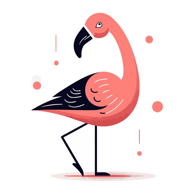 Illustrazione vettoriale di flamingo in stile piatto isolato su sfondo bianco