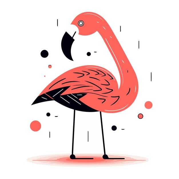 Vettore illustrazione vettoriale di flamingo in stile piatto isolata su sfondo bianco