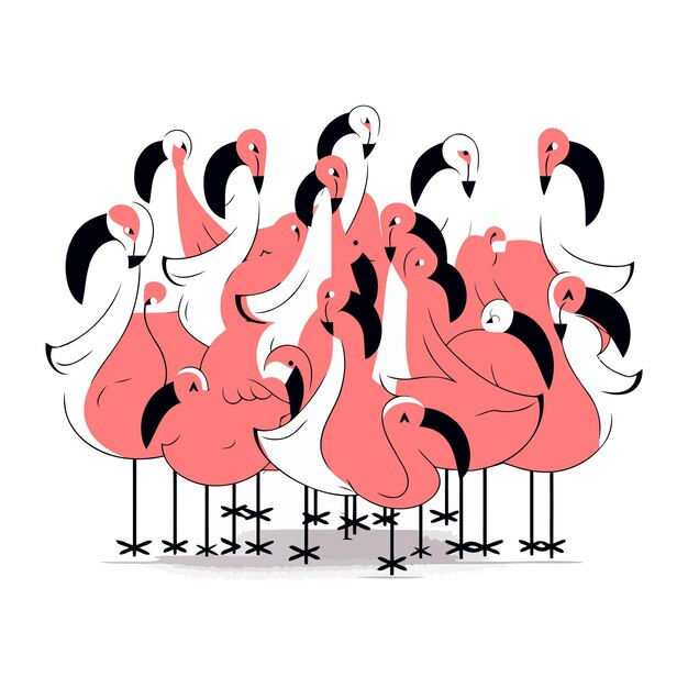 Векторная иллюстрация фламинго, нарисованная рукой