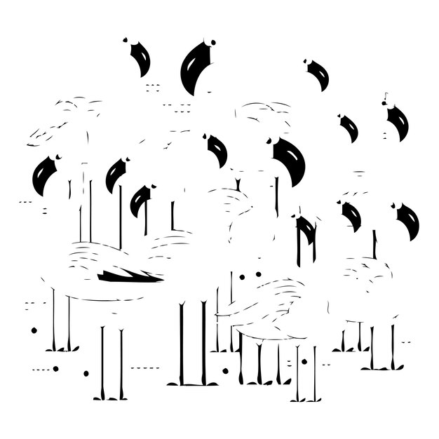 벡터 flamingo vector illustration of flamingos on white background