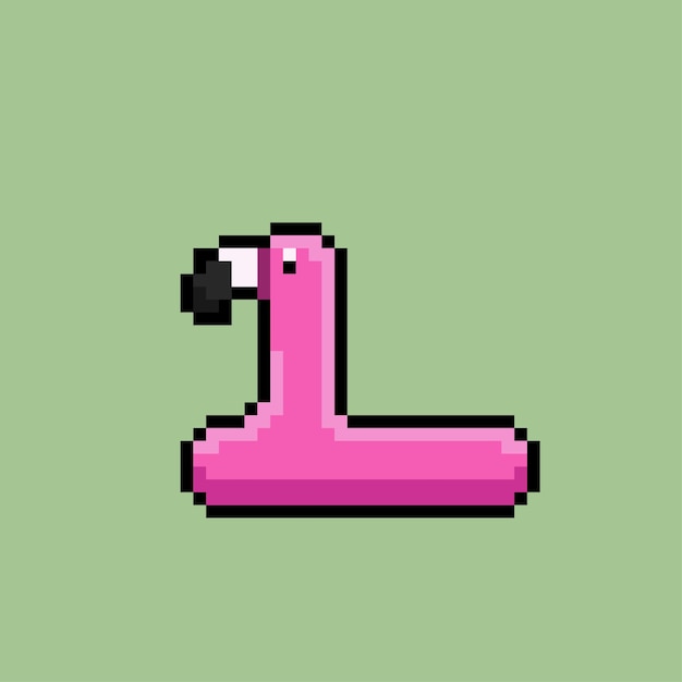 flamingo zwemballon in pixel art-stijl