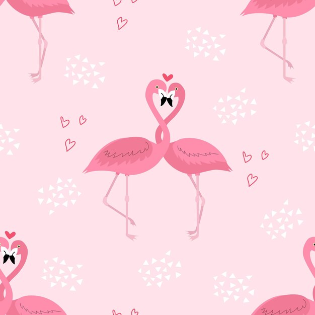 Flamingos couple seamless pattern