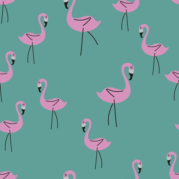 Flamingos Kids Cartoon Pattern Seamless