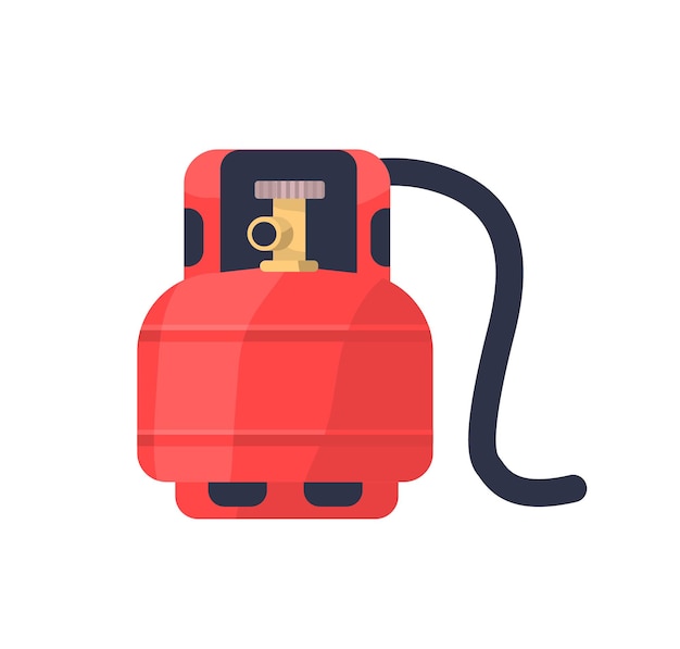 Flammable gas red tank flat illustration