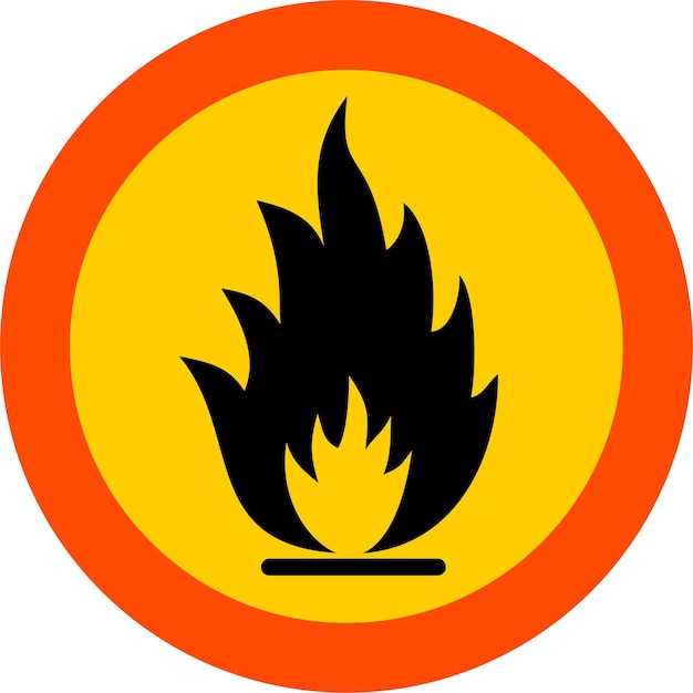 ベクトル フラット スタイルのベクトル図の可燃性警告シンボル アイコン