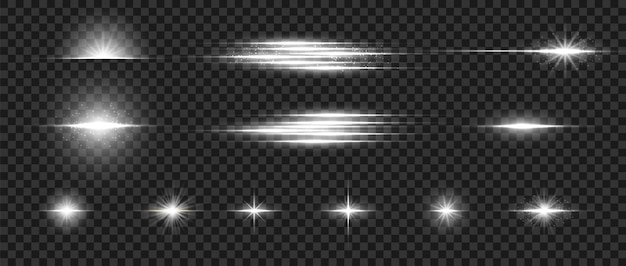 Flare light effects glowing star set vector optical lens flare light effect