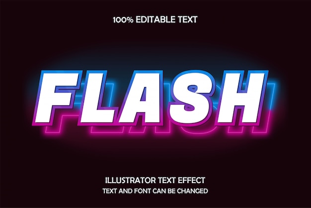 Flash, bewerkbaar teksteffect, blauw roze neonstijl