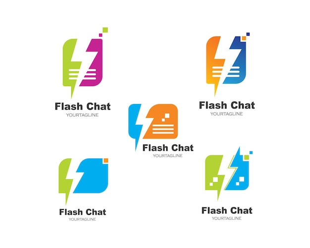 Flash chat bericht logo pictogram vectorillustratie